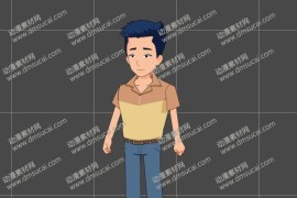 cta动画现代人物角色靓仔男青年16，已绑定骨骼和动作