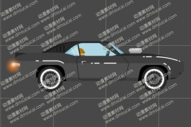 cta动画交通工具黑色小汽车道具09，带9组动作 