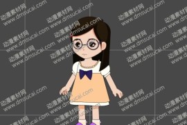 cta动画现代人物角色小女孩13，已绑定骨骼和动作