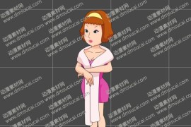 cta动画现代人物角色小阿姨，已绑定骨骼和动作