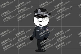 cta动画沙雕人物角色卡通警察男侧面，已绑定骨骼和动作