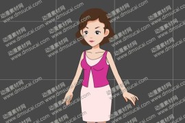cta动画现代人物角色女生小阿姨13，已绑定骨骼和动作