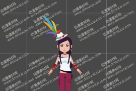 cta动画现代人物角色女孩正面表演女，已绑定骨骼和动作