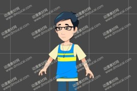 cta动画现代人物角色靓仔男青年14，已绑定骨骼和动作