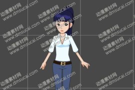 cta动画现代人物角色女正面万能龙套女孩，已绑定骨骼和动作