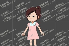 cta动画现代人物角色小女孩12，已绑定骨骼和动作