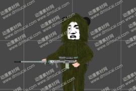 cta动画现代人物角色男【八】狙击手2，已绑定骨骼和动作