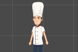CTA现代人物角色厨师男1号 已绑定骨骼带动作