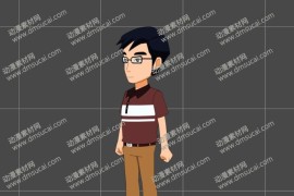 cta动画现代人物角色靓仔男青年15，已绑定骨骼和动作