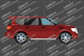 cta动画交通工具红色SUV小汽车道具06，带9组动作 