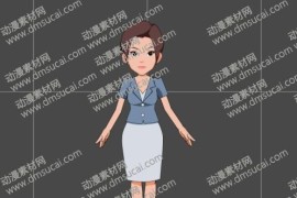 cta动画现代人物角色女经理正面，已绑定骨骼和动作