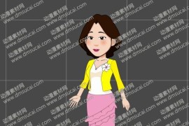 cta动画现代人物角色女生小阿姨15，已绑定骨骼和动作