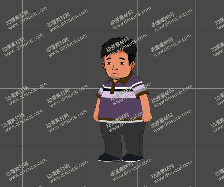cta动画现代人物角色大叔18，已绑定骨骼带动作 现代人物