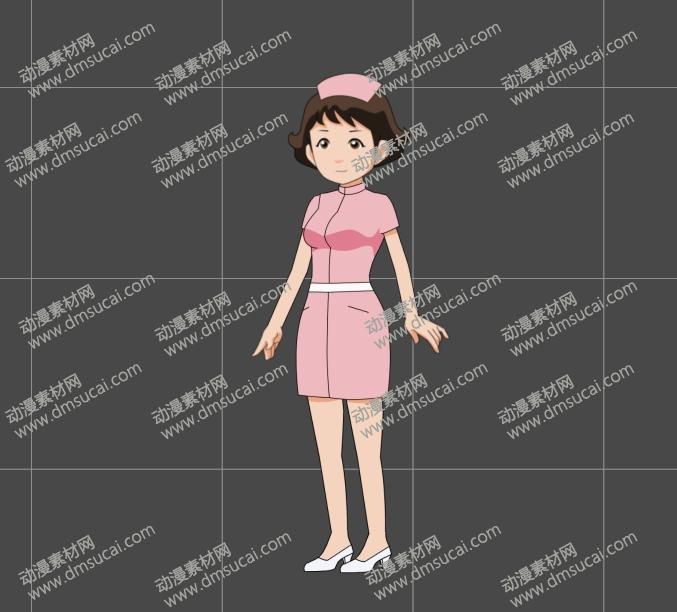 cta动画现代人物角色女医生女护士，已绑定骨骼和动作 现代人物