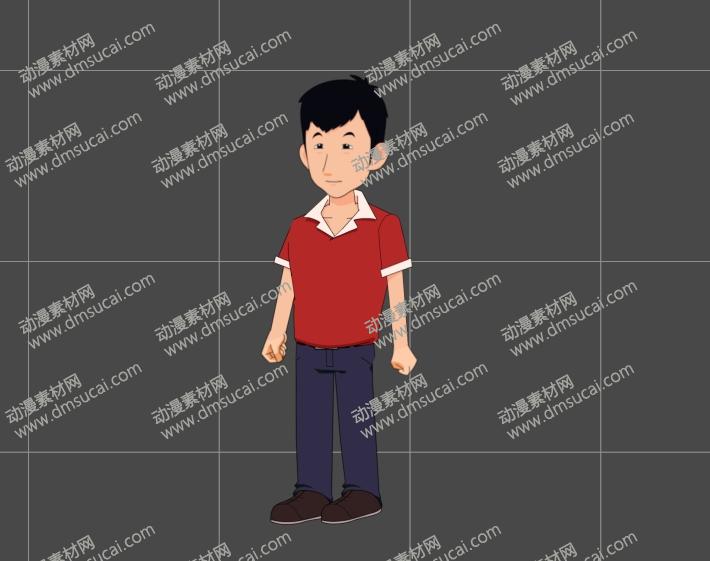 cta动画现代人物角色靓仔男青年13，已绑定骨骼和动作 现代人物