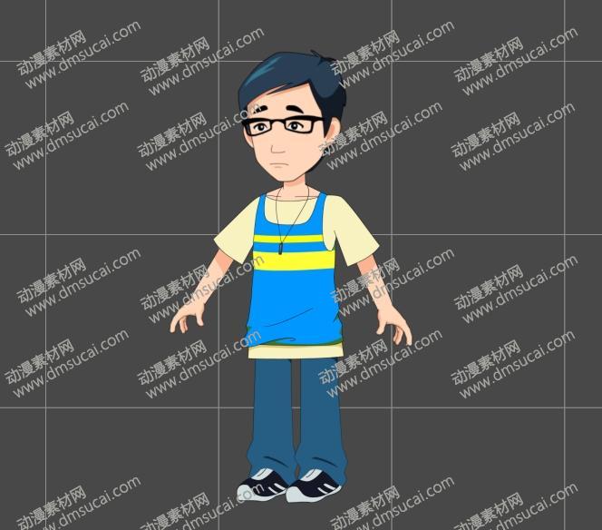 cta动画现代人物角色靓仔男青年14，已绑定骨骼和动作 现代人物