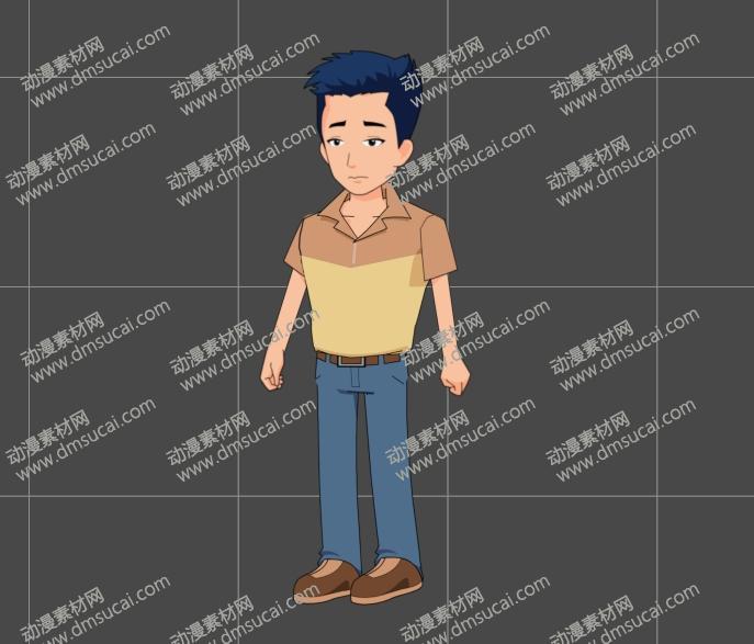 cta动画现代人物角色靓仔男青年16，已绑定骨骼和动作 现代人物