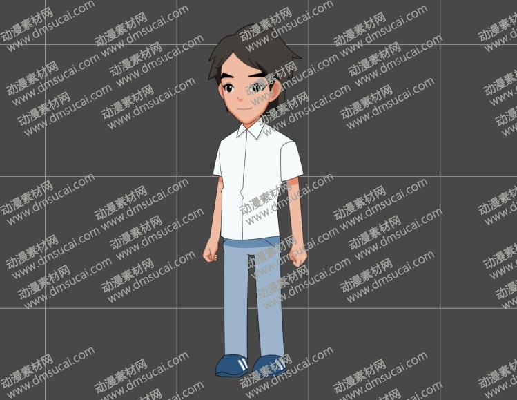 cta动画现代人物角色靓仔男青年17，已绑定骨骼和动作 现代人物