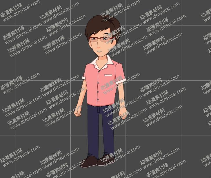 cta动画现代人物角色靓仔男青年19，已绑定骨骼和动作 现代人物