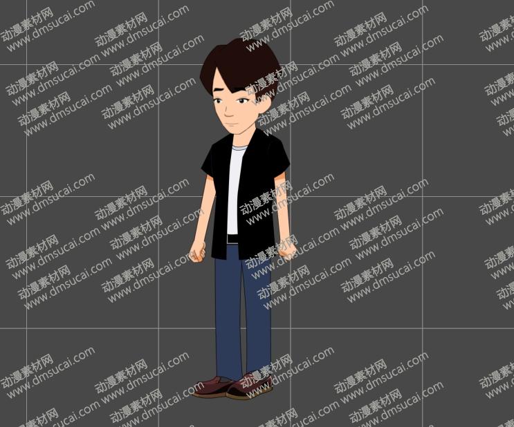 cta动画现代人物角色靓仔男青年20，已绑定骨骼和动作 现代人物