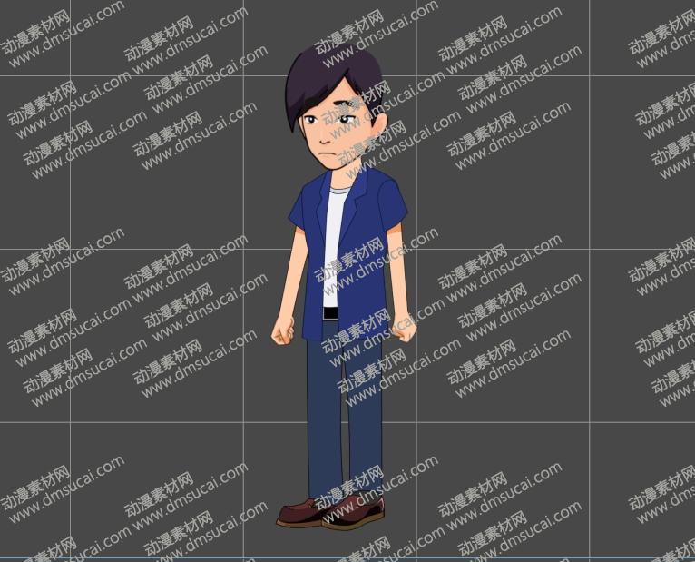 cta动画现代人物角色靓仔男青年22，已绑定骨骼和动作 现代人物