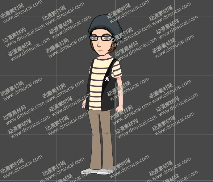 cta动画现代人物角色靓仔男青年23，已绑定骨骼和动作 现代人物
