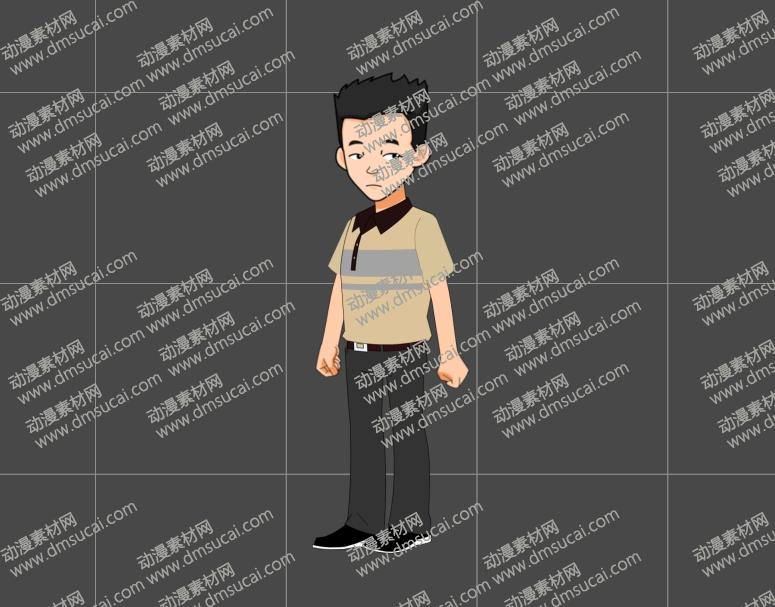 cta动画现代人物角色靓仔男青年26，已绑定骨骼和动作 现代人物
