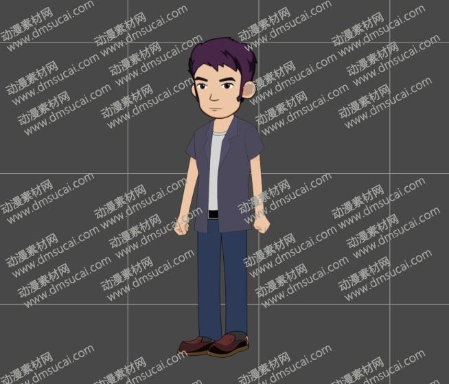 cta动画现代人物角色靓仔男青年27，已绑定骨骼和动作 现代人物