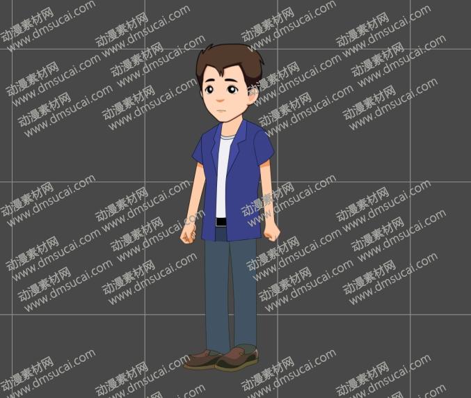 cta动画现代人物角色靓仔男青年29，已绑定骨骼和动作 现代人物