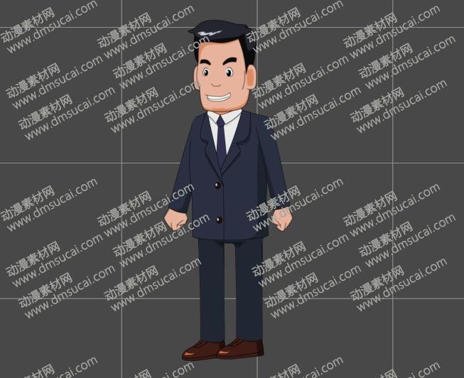 cta动画现代人物角色男老板1，已绑定骨骼和动作 现代人物