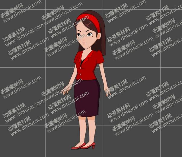 cta动画现代人物女生角色小阿姨12，已绑定骨骼和动作 现代人物