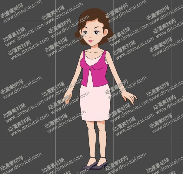 cta动画现代人物角色女生小阿姨13，已绑定骨骼和动作 现代人物