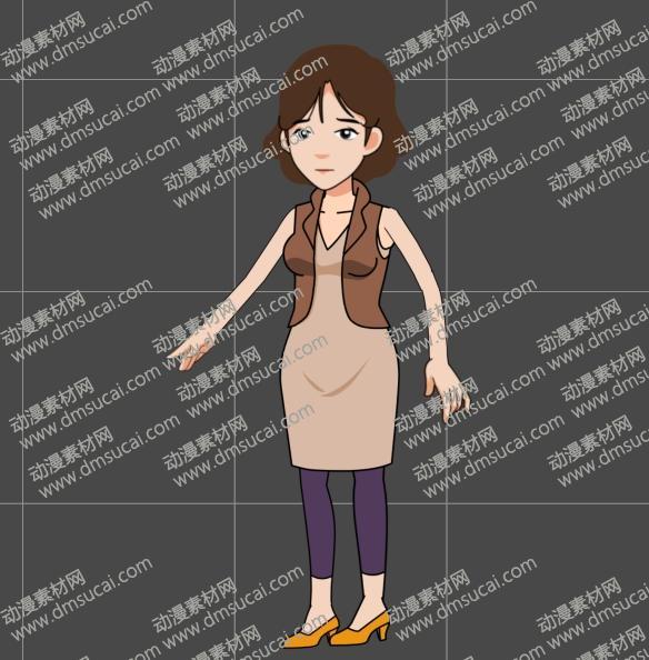 cta动画现代人物角色女生小阿姨16，已绑定骨骼和动作 现代人物