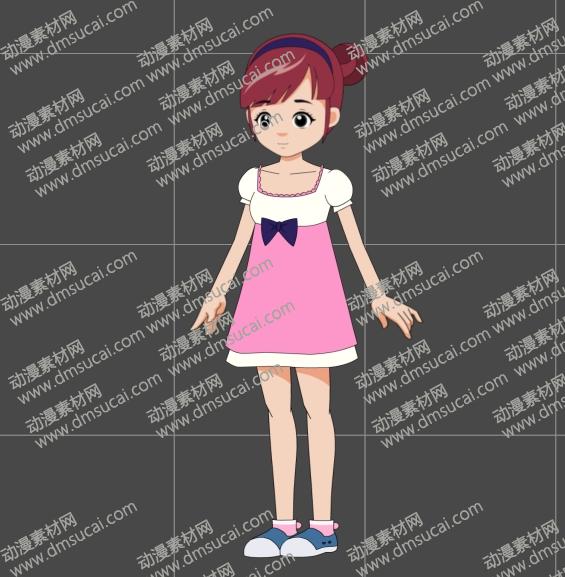 cta动画现代人物角色女生小姐姐10，已绑定骨骼和动作 现代人物