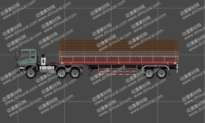cta动画交通工具大货车道具，带4组动作  交通工具