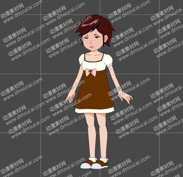 cta动画现代人物角色女生小姐姐11，已绑定骨骼和动作 现代人物