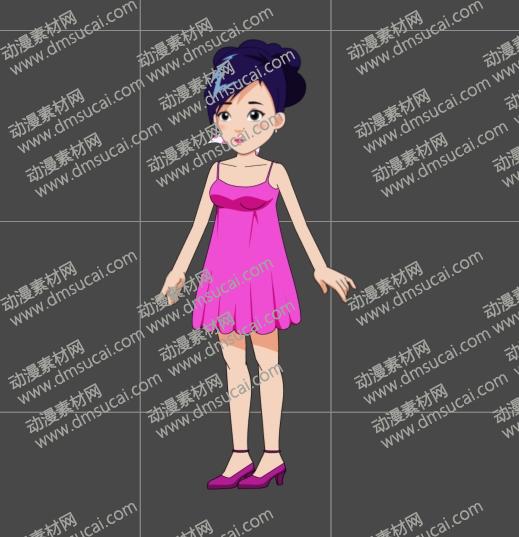 cta动画现代人物角色女生小姐姐12，已绑定骨骼和动作 现代人物