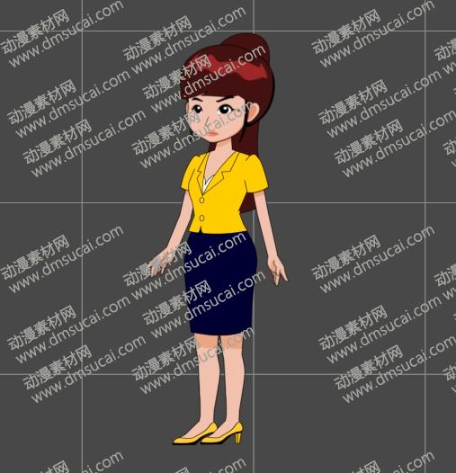 cta动画现代人物角色女生小姐姐13，已绑定骨骼和动作 现代人物