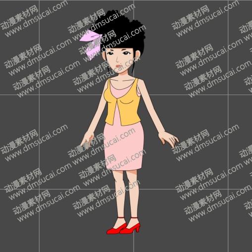 cta动画现代人物角色女生小姐姐15，已绑定骨骼和动作 现代人物