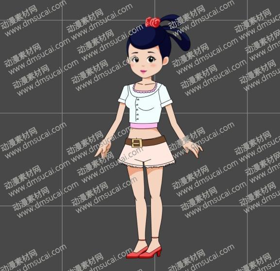 cta动画现代人物角色女生小姐姐16，已绑定骨骼和动作 现代人物