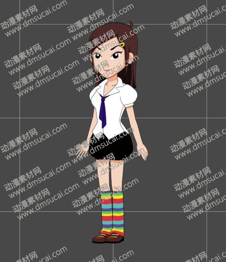 cta动画现代人物角色女生小姐姐20，已绑定骨骼和动作 现代人物