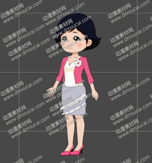 cta动画现代人物角色女生小姐姐21，已绑定骨骼和动作 现代人物