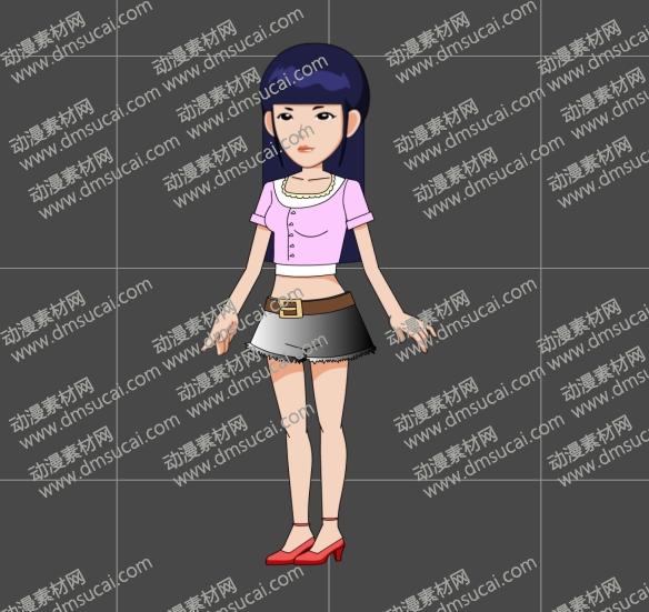 cta动画现代人物角色女生小姐姐22，已绑定骨骼和动作 现代人物