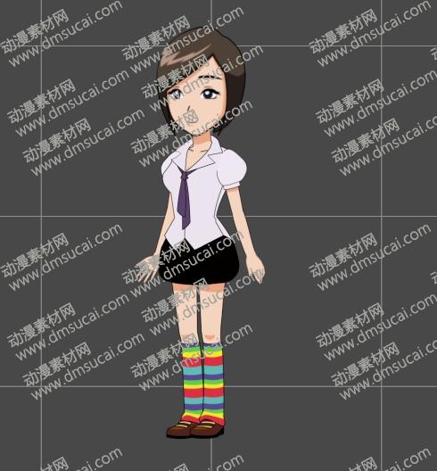 cta动画现代人物角色女生小姐姐24，已绑定骨骼和动作 现代人物