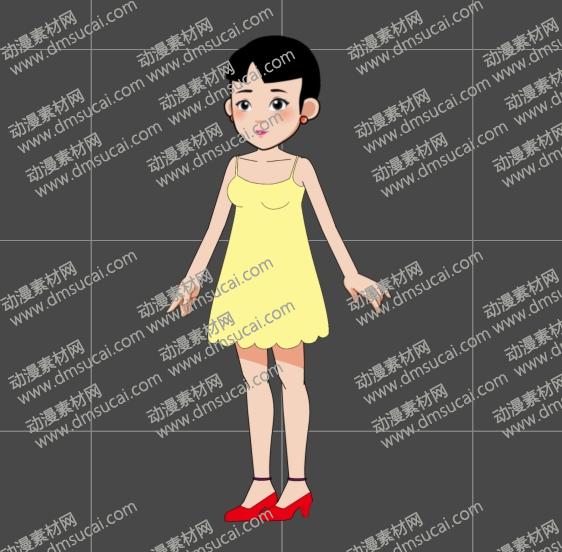 cta动画现代人物角色女生小姐姐25，已绑定骨骼和动作 现代人物