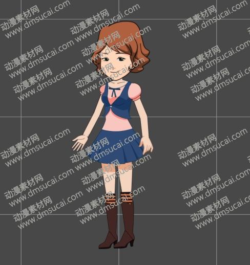 cta动画现代人物角色女生小姐姐28，已绑定骨骼和动作 现代人物