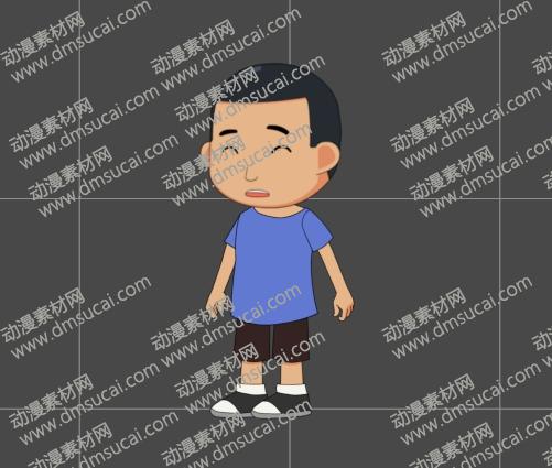 cta动画现代人物角色小男孩10，已绑定骨骼和动作 现代人物