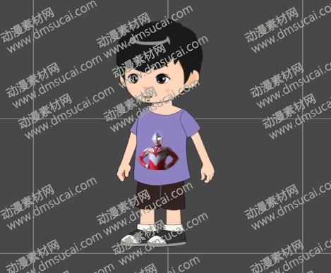 cta动画现代人物角色小男孩15，已绑定骨骼和动作 现代人物