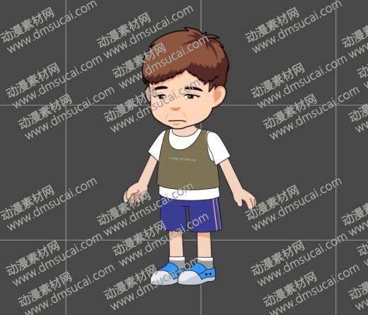 cta动画现代人物角色小男孩16，已绑定骨骼和动作 现代人物