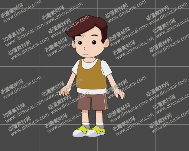 cta动画现代人物角色小男孩17，已绑定骨骼和动作 现代人物